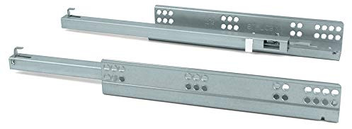 Emuca Coppia di guide a scomparsa per cassetti, a rulli, 440 mm, estrazione parziale, sistema push, Zincato