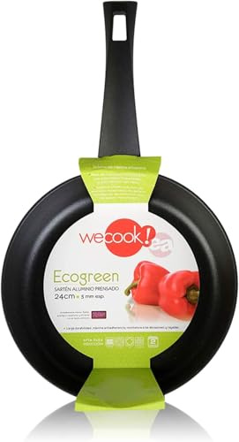 WECOOK! Ecogreen Sartén Aluminio Prensado 22 cm, Inducción, Antiadherente XYLAN Plus Ecológico sin PFOA, 3 mm Espesor, Apta Todas las Cocinas, Vitrocerámica, Gas, Lavavajillas | Revestimiento XYLAN Plus sin PFOA, fondo Full Induction, mango de baquelita Soft Touch, apto lavavajillas