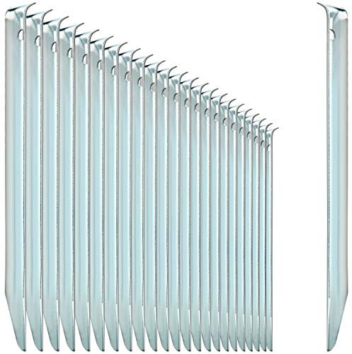 com-four® 24x Zelt-Heringe aus Stahl - halbrunde, robuste Erdnägel für Camping und Outdoor - ideal für normalen Boden - mit Loch für Heringzieher