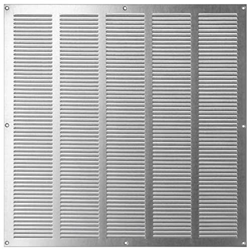 Steinberg14 Griglia di Ventilazione Rettangolare 500x500 mm - Griglie di Aerazione in Metallo Zincato - Serranda di Scarico dell'aria con Zanzariera - Copri Bocchetta Interna a Parete e a Soffitto