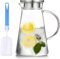 WUWEOT 2 Liter Glass Pitcher with Lid, Large Hot Cold Water Carafe Jug with Handle for Home Kitchen Milk Juice and Iced Tea Beverage Pitcher