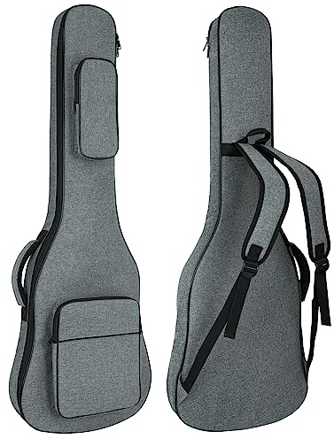 HOHIYO Custodia per chitarra elettrica, custodia imbottita per chitarra elettrica da 11 cm, impermeabile, con due tasche e tracolla regolabile, protezione per il collo, colore grigio