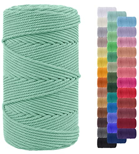 LEREATI Corda Macrame 4mm x 200m, Filo Macrame Corda Cotone Naturale Grosso Cordoncino Colorata, Cordino per Borse Uncinetto, Arazzo da Parete, Cesto di Piante Appeso, Decorazioni Fai Da Te
