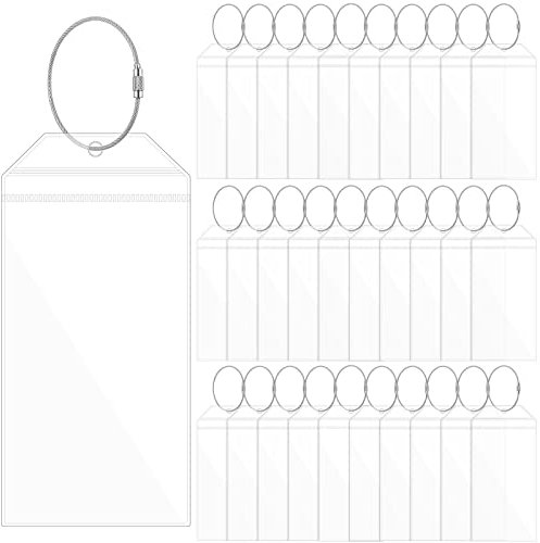30 Pack Clear Carnival Cruise Luggage Tags PVC Waterproof Tags Holders Cruise Essentials with Seal and Loop for Ships Travel