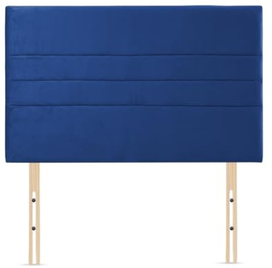 Elixir Furniture Zona Divan Bed Headboard | Plush Velvet Fabric Single Headboard for bed frames | Elegant design wooden material headboards for beds (Blue, 3ft Single H-20inch)