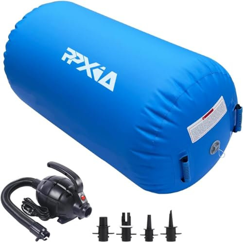 PPXIA Air Roll Aufblasbare Roller, Gym Air Barrel Luft Rollen Gymnastic Zylinder, Gymnastikmatte Tumbling Matte Yoga Roll mit Pumpe für Training