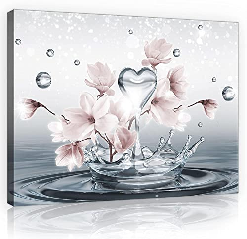 WallArena Leinwand Bilder 80x60 cm | Kunst Abstrakt Blumen Grau, Leinwandbilder, Bild auf leinwand, Format: 80x60 cm (BxH) - einteilig auf Canvas
