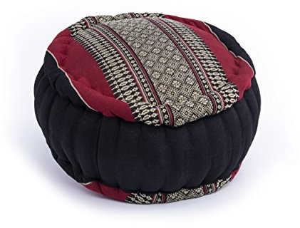 Handelsturm Zafu Meditationskissen mit Füllung aus Kapok 34 x 15 buntes Kissen für Sitzmeditation Lotussitz oder Zen Meditation (schwarz & rot)