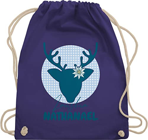 Turnbeutel Rucksack - Kompatibel Oktoberfest - Lausbua Hirsch - Unisize - Lila - oktoberfest-tasche trachten lausbub tasche trachtenrucksack bayrisch beutel trachtenrucksäcke bayrisches stoffbeutel