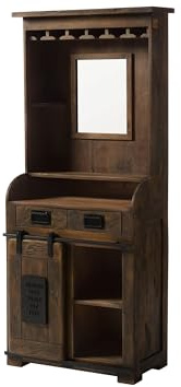MASSIVMOEBEL24.DE Bar Mango braun lackiert Railway #441 | 75x35x170 cm (BxTxH) 55 kg Industrial montiert vollmassiv