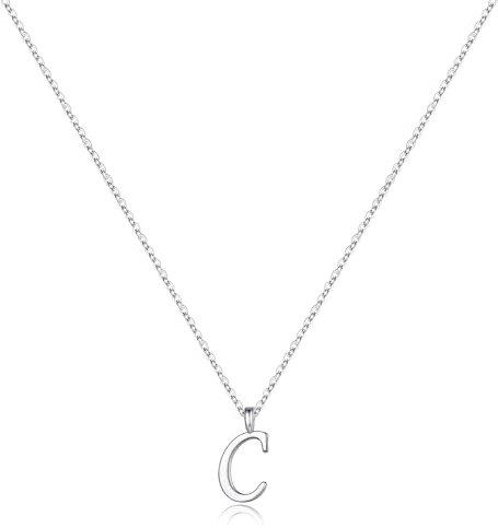 TINGN Silberkette mit Buchstaben Kette Damen, Hypoallergene Initiale Halskette Damen Buchstabe Kette Initiale C Kette Silber Kette Damen Silber Schmuck Damen Geschenke für Frauen Teenager Mädchen