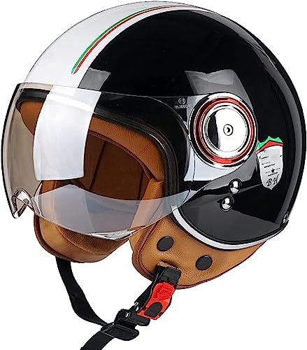 Vintage Retro Open Face Motorrad Helm Mit Sonnenblende für Damen Herren - DOT Approved Jet-Moped Roller für Motobike