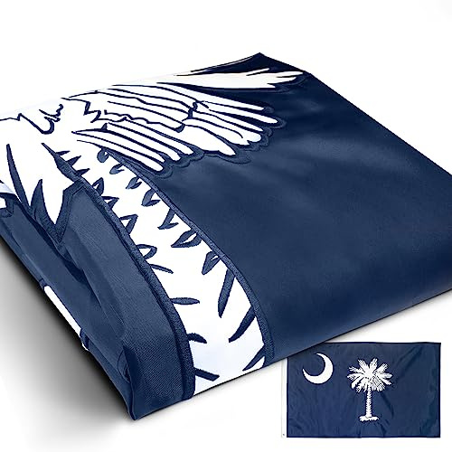 Anley EverStrong Series Gestickte South Carolina State Flag 3 x 5 Fuß – Stickerei und strapazierfähiger Canvas-Kopf – 4 Reihen Steppnaht – South Carolina SC-Flagge aus Nylon mit Messingösen 3 x 5 Fuß