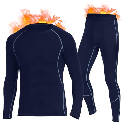 SIMIYA Thermounterwäsche Herren Warmes Funktionsunterwäsche Set Fleece | Warmes Innenfleece, Elastisch Atmungsaktiv, Idealer Winter-Layer Für Ski & Sport