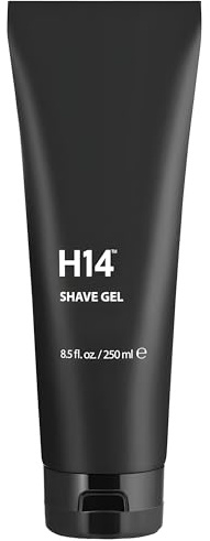 H14 Shave Gel for Men — Clear, Non-Foaming Gel with Glycerin & Panthenol — Soothes Razor Burn for Sensitive Skin — Precision Glide for Beard & Head Shavers — 8.5 fl oz / 250 ml