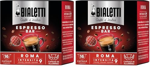 Bialetti Caffè d'Italia Roma, Capsule Espresso, Gusto Intenso, 16 Capsule (Lot de 2)