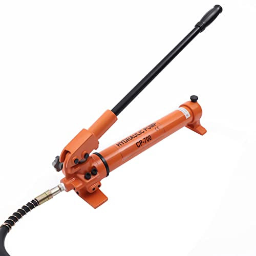 Hydraulisch Pumpe Handpumpe Set ModellHydraulischer Wagenheber Einzelgeschwindigkeit Handpumpen Schlauchkupplung Manuelle Hydraulic Pump Mit Manometer FüR Hydraulikwerkzeuge 900CC CP-700