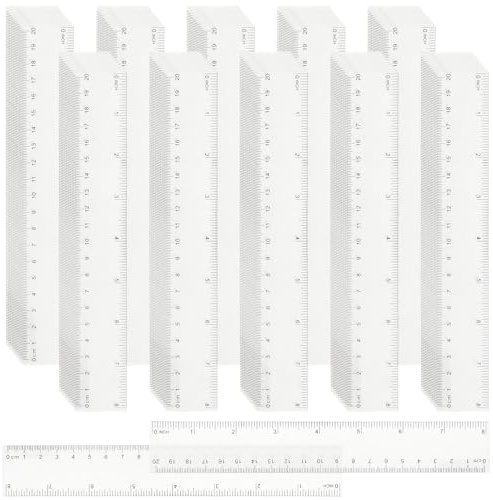 LEXININ 100 st 20 cm/8 tum plastlinjaler, transparent linjal, metrisk plastlinjal för kontorsmaterial