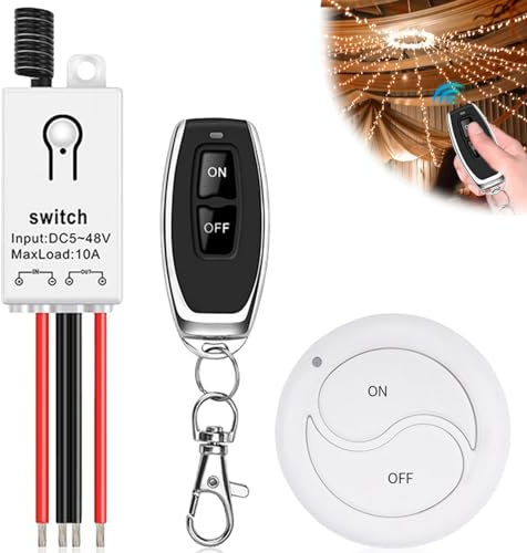 Fernbedienung Schalter:12V Funkschalter mit Fernbedienung, 433 MHz Relais Wireless Lichtschalter Fernbedienung, Schaltrelais funkschalter, für Rolltorschleusen, Leuchten und Diebstahl warnanlagen