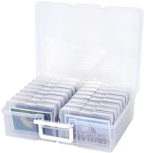 Ehuihuan Caja de Almacenamiento de Fotos, Estuche Transparente para Fotos, Cajas Almacenaje Plastico Fotos con Tapa, Organizador Guardianes Fotos con 16 Cajas Internas para Papelería Sellos Semillas