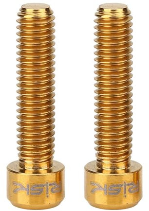 VGEBY 2Pcs Bike Disc Brake Screw, Titanium Alloy M6 X 25mm Disc Brake Caliper Screw Bolt for Mountain Bikes Road Bikes (Gold)