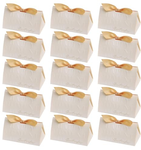 ONEBO 15 Stück Süßigkeit Kästen Gastgeschenk Box, Hochzeit Süßigkeiten Schachtel, Süßigkeitenschachteln aus Papier, Mit Schleife zum Binden, für Hochzeit Geburtstag Party
