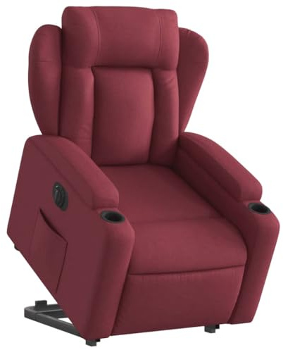 vidaXL Relaxsessel, Sessel mit Aufstehhilfe Elektrisch, Fernsehsessel mit Liegefunktion, Liegesessel Aufstehsessel für Wohnzimmer, Weinrot Stoff