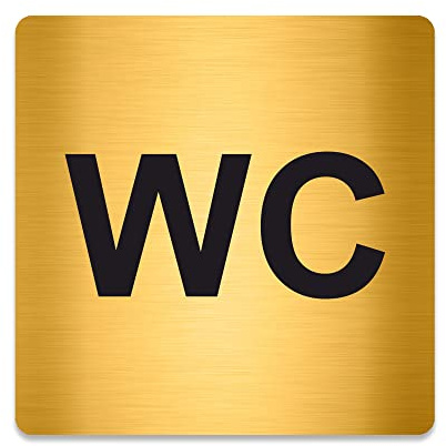 PVC Aufkleber Schild - Eckig 12 x 12 cm - Selbstklebend - Gold gebürstet - Metall-Optik - UV beständig - Für Innen und Außen (WC)