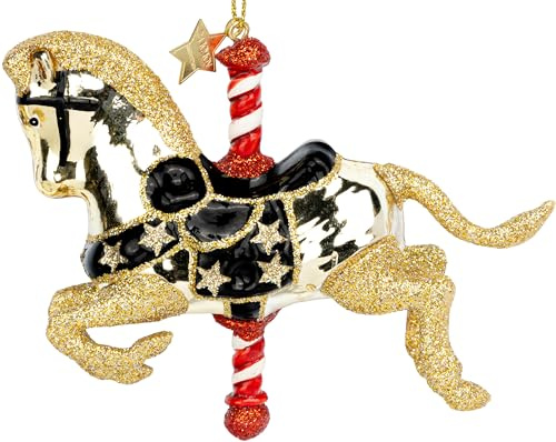 SIKORA Karussell Pferd besondere Weihnachtskugel Glas Christbaumschmuck Deko Figur Weihnachten Anhänger Ornament - Trend Line - BS577