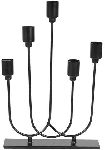 TIED RIBBONS Fireplace Candelabra Black Metal Taper Candle Holders | 11.5 Inch | Tapered Candles Candlesticks Set of 5 | Iron Candle Holder for Table Centerpiece, Diwali, Ganesh Chaturthi Decoration