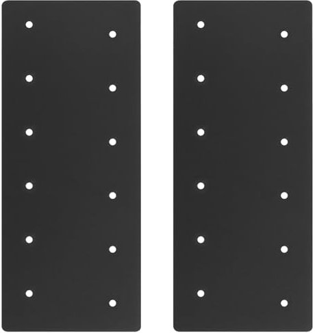 2 placas de unión de poste a viga para madera de 6 x 6, 5 pulgadas de ancho x 15-3/8 pulgadas de largo, conectores de madera de soportes planos negros, grosor de 3 mm