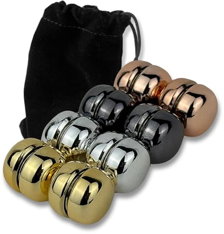 RG-M1® 8 Botones Magnéticos para Camisas y Ropa | Broches de Iman Prácticos y Elegantes | Botones Imantados Fáciles de Usar | Incluye bolsa de terciopelo (Brillo Metálico)