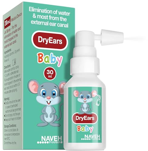 NAVEH PHARMA® Dry Ears Baby | Swimmers Ear Drops Spray | Ear Drying Drops for Little Swimmers | Remove Water Trapped in Ears in Seconds | Prevent Hearing Loss (1 Fl Oz)