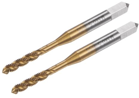 QUARKZMAN 2pcs Spirale Flûte Filetage Tarauds, Métrique M3 x 0,5 H2 Vis Filetage Taraud, Titane Revêtement M2 Haut Vitesse Acier Machine Tapotement Outils pour Machiniste Réparation
