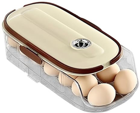 Bandeja Para Huevos Para Refrigerador - Contenedor Para Huevos Con Marcador De Fecha | Organizador De Huevos De Cocina | Caja Para Huevos Con Asa | Huevera Apilable Transparente Para Almacenamiento