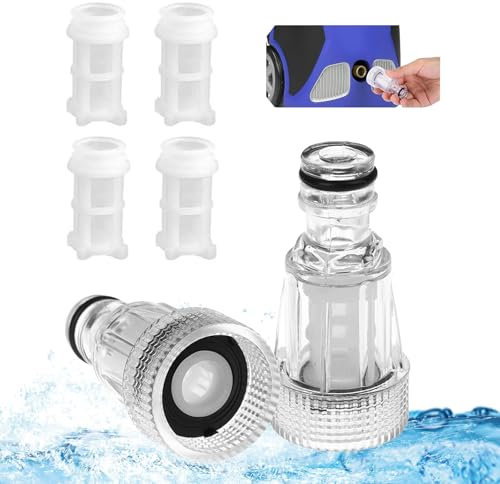 HJIAMA 2 Stück Wasserfilter outdoor, mit Filterzubehör, Wasserschlauch 3/4 zoll, Wasserfilter hausanschluss, Gartenschlauch Filter, Filterrohr für Hochdruckreiniger-Anschluss, Gartenpumpe, Wohnmobil