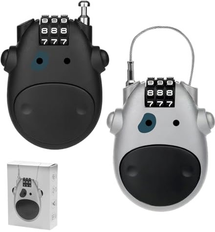 TNSLAND 2 Piezas Candado Cable, Candado Casco Moto Inoxidable, Flexible Candado Bicicleta, Ligero Candado para Bicicleta, Retráctil Candado Bicicleta Combinacion con 75cm Núcleo de Acero (plata)