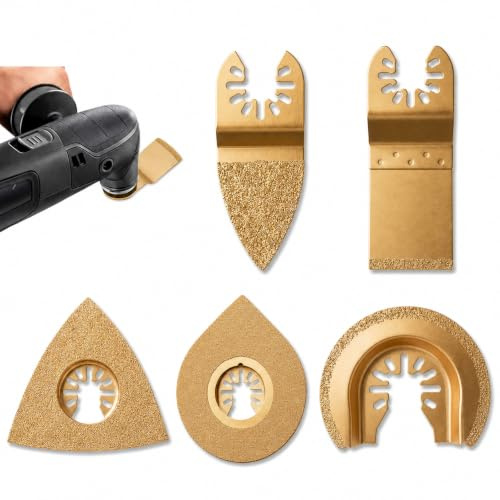 COZERI 5stk Multitool Sägeblätter Hartmetall, für Fliesen Fugenmörtel Beton | Oszillierende Klingen für Mauerwerk, Beton & Fugenmörtel, kompatibel mit Multifunktionswerkzeugen, langlebig