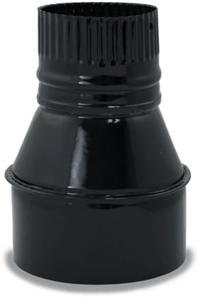 CAEXVEN Reducción Tubo Chimenea 250 a 200mm - Adaptador Negro Vitrificado para Estufas de Leña - Reductor Macho-Hembra - Tubo Estufa