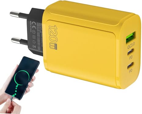 Dreuhuing de Enchufe, Bloque de Carga USB y USB C,Adaptador de Cargador de teléfono con 1 Puerto USB y 2 Puertos USB C | Ladrillo de Carga 5V 2A, suplemento de Carga rápido del Mercado del Cargador