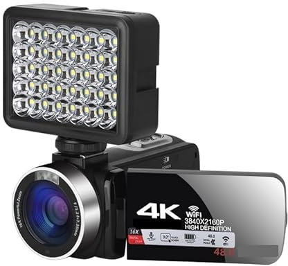 BAFEIYA Registratore per videocamera Vlogging con videocamera Videocamere UHD 4K Vlog Live Streaming Webcam Videocamera digitale esterna Registratore portatile Blogger 18X(32G SD Card,NA-U800-LO)