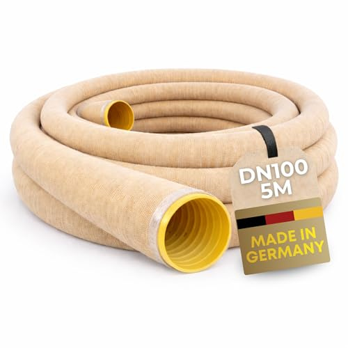 Tuyau de drainage DN100 5 m avec filtre non tissé – Tuyau d'infiltration en PVC flexible fendu et perforé – Empêche l'encrassement et l'envasement