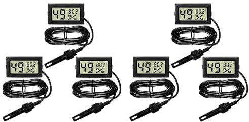 Eoslcusmvl 6X Termometro Digitale Igrometro con Sonda Misuratore di Umidità per Temperatura Interna Misuratore Igrometro per Incubatrice Rettile Pianta