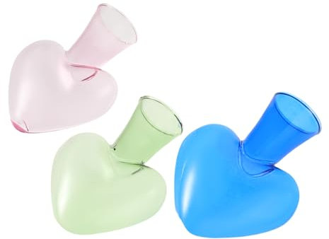 MAGICLULU 3stücke Hydroponische Glasvase in Herzform Transparent Für Zimmerpflanzen Tischdekoration Für Zuhause Und Schreibtisch Einfache Pflanzvase Aus Glas