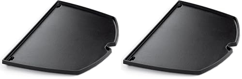 Weber Grillplatte für Q300-3000 Grills, Plancha, aus porzellanemailliertem Gusseisen, optimal zur Zubereitung von Spiegeleiern, Speck, Garnelen, Gemüse und mehr - Schwarz (6506) (Packung mit 2)