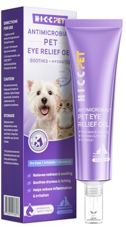 HICC PET Dog Eye Gel, Vet-Recommended Dog Eye Infection Treatment, Cat Eye Drops Wash, Soothes Irritation, Moisturizes Dry Eyes, Pet Eye Drops Ointment Alternative for Dogs, Cats, Horses. 2 fl oz