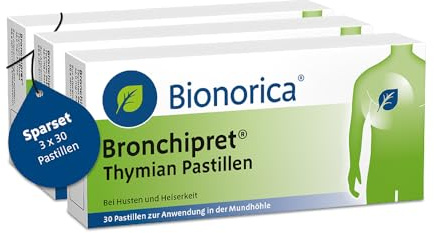 Bronchipret® Thymian Pastillen im Sparset 3 x 30 Stück – zum Lutschen für zwischendurch und unterwegs – 90 Stück
