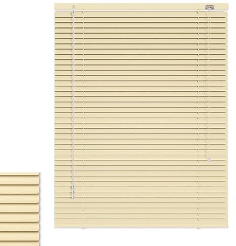 Persianas Venecianas de Aluminio, 30 50 80 120 150 180 215 cm Estor Ajustable Protector de Luz para Ventanas Interior, Lamas de 25mm Persiana Horizontales Blackout para Oficina(Beige)