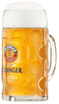 Erdinger Official 1 Litre Branded Glass Stein Beer Mug – Traditional German Oktoberfest Tankard