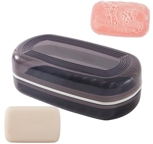 Biniveil Boîtier à Savon de Voyage | Boîte à Savon Portable,Compartiment Double Couche avec Drainage pour Camping Salle de Bain Douche Hôtel Vacances Salle de Sport Randonnée Dortoirs Universitaires